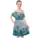 Green blue sea Kids  Cut Out Shoulders Chiffon Dress View1