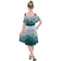 Green blue sea Kids  Cut Out Shoulders Chiffon Dress View2