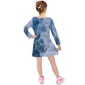 Storm blue ocean Kids  Long Sleeve Velvet Dress View2