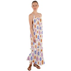 Multicolored Circles Cami Maxi Ruffle Chiffon Dress by SychEva