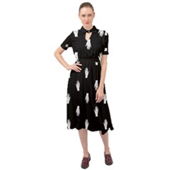 Vampire Hand Motif Graphic Print Pattern 2 Keyhole Neckline Chiffon Dress by dflcprintsclothing