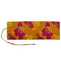 Folk Floral Pattern  Abstract Flowers Print  Seamless Pattern Roll Up Canvas Pencil Holder (m) by Eskimos