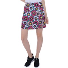 Daisy Colorfull Seamless Pattern Tennis Skirt by Kizuneko