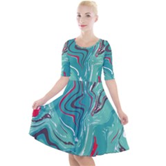 Vector Vivid Marble Pattern 2 Quarter Sleeve A-line Dress by goljakoff