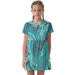 Vector Vivid Marble Pattern 2 Kids  Asymmetric Collar Dress by goljakoff