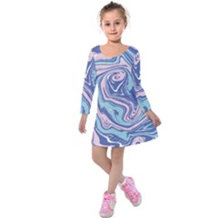 Vector Vivid Marble Pattern 10 Kids  Long Sleeve Velvet Dress by goljakoff