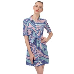 Vector Vivid Marble Pattern 10 Belted Shirt Dress by goljakoff