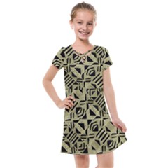 Linear Geometric Print Pattern Mosaic 2 Kids  Cross Web Dress by dflcprintsclothing