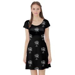 Ancient Greek Artwork Motif Pattern Short Sleeve Skater Dress by dflcprintsclothing