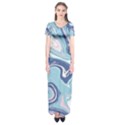 Blue Vivid Marble Pattern Short Sleeve Maxi Dress View1