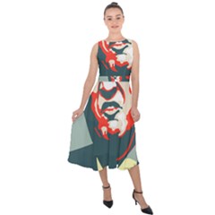 Trump Nope Midi Tie-back Chiffon Dress by goljakoff