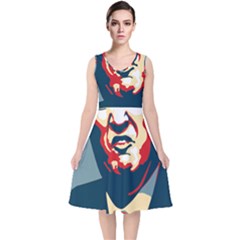 Trump2 V-neck Midi Sleeveless Dress  by goljakoff