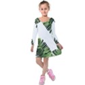 Green banana leaves Kids  Long Sleeve Velvet Dress View1