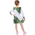 Green banana leaves Kids  Long Sleeve Velvet Dress View2