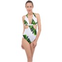 Banana leaves Halter Front Plunge Swimsuit View1