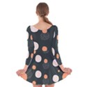 Black peach white  Long Sleeve Velvet Skater Dress View2