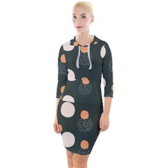 Black Peach White  Quarter Sleeve Hood Bodycon Dress by Sobalvarro