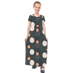 Black Peach White  Kids  Short Sleeve Maxi Dress by Sobalvarro