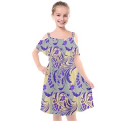 Folk Floral Pattern  Abstract Flowers Surface Design  Seamless Pattern Kids  Cut Out Shoulders Chiffon Dress by Eskimos