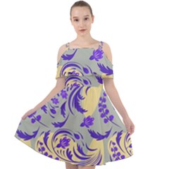 Folk Floral Pattern  Abstract Flowers Surface Design  Seamless Pattern Cut Out Shoulders Chiffon Dress by Eskimos