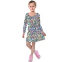 Multicolored Watercolor Stones Kids  Long Sleeve Velvet Dress View1