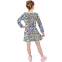 Multicolored Watercolor Stones Kids  Long Sleeve Velvet Dress View2