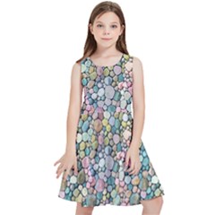 Multicolored Watercolor Stones Kids  Skater Dress by SychEva