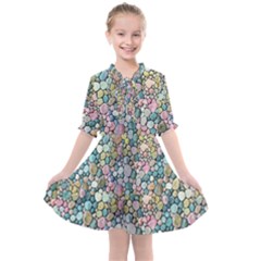 Multicolored Watercolor Stones Kids  All Frills Chiffon Dress by SychEva