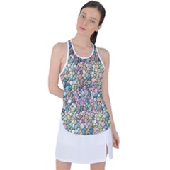 Multicolored Watercolor Stones Racer Back Mesh Tank Top by SychEva