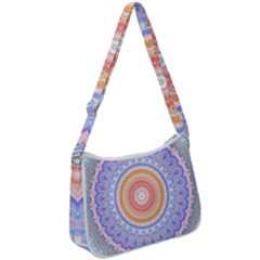 Pretty Pastel Boho Hippie Mandala Zip Up Shoulder Bag by CrypticFragmentsDesign