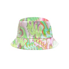 Boho Hippie Trippy Psychedelic Abstract Hot Pink Lime Green Inside Out Bucket Hat (kids) by CrypticFragmentsDesign