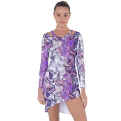 Blooming Lilacs Spring Garden Abstract Asymmetric Cut-out Shift Dress by CrypticFragmentsDesign