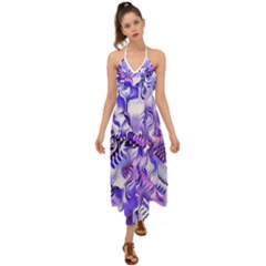 Weeping Wisteria Fantasy Gardens Pastel Abstract Halter Tie Back Dress  by CrypticFragmentsDesign