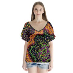 Goghwave V-neck Flutter Sleeve Top by LW41021