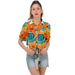 Spring Flowers Tie Front Shirt  by LW41021