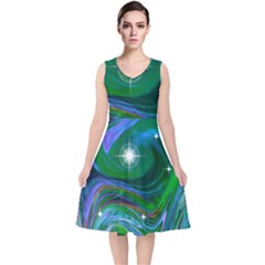 Night Sky V-neck Midi Sleeveless Dress  by LW41021