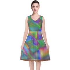 Prisma Colors V-neck Midi Sleeveless Dress  by LW41021