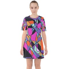 Abstract Sixties Short Sleeve Mini Dress by LW41021