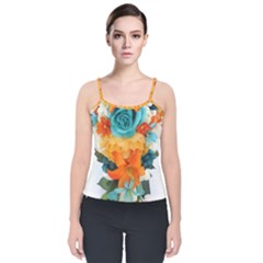 Spring Flowers Velvet Spaghetti Strap Top by LW41021