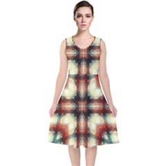 Royal Plaid V-neck Midi Sleeveless Dress  by LW41021