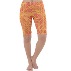 Orange/yellow Line Pattern Cropped Leggings  by LyleHatchDesign