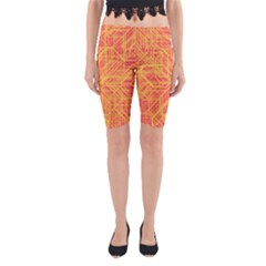 Orange/yellow Line Pattern Yoga Cropped Leggings by LyleHatchDesign