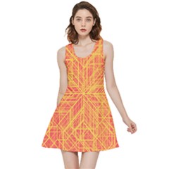 Orange/yellow Line Pattern Inside Out Reversible Sleeveless Dress by LyleHatchDesign