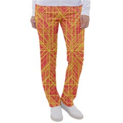 Orange/yellow Line Pattern Women s Casual Pants by LyleHatchDesign