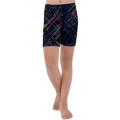 Criss-cross Pattern (multi-colored) Kids  Lightweight Velour Capri Yoga Leggings by LyleHatchDesign