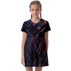 Criss-cross Pattern (multi-colored) Kids  Asymmetric Collar Dress by LyleHatchDesign