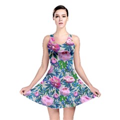 Pink Peonies Watercolor Reversible Skater Dress by SychEva