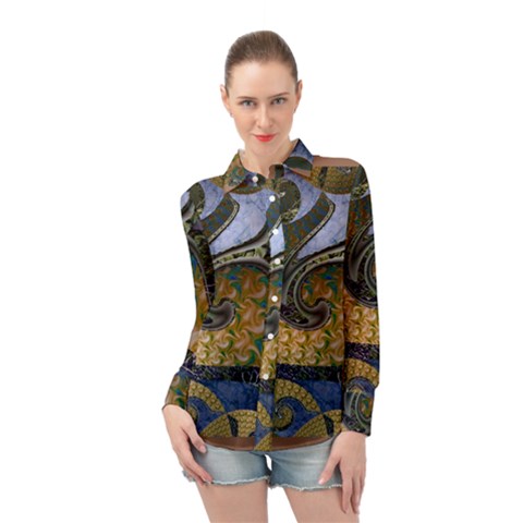 Ancient Seas Long Sleeve Chiffon Shirt by LW323