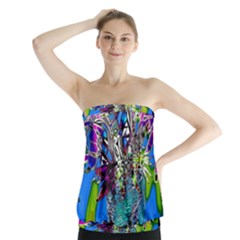 Exotic Flowers In Vase Strapless Top by LW323