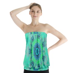 Blue Green  Twist Strapless Top by LW323